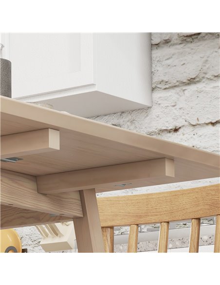 HOMCOM Folding Dining Table, Extendable Kitchen Table for Small Space, Wooden Drop Leaf Table for 2-4 People, Natural Wood Effec - pic 59522 | FastDaddyshop