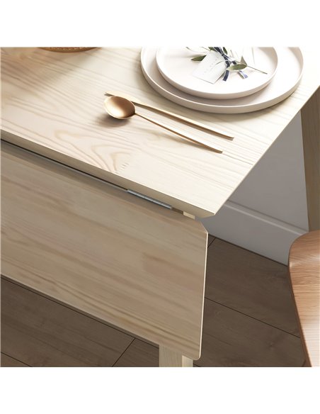 HOMCOM Folding Dining Table, Extendable Kitchen Table for Small Space, Wooden Drop Leaf Table for 2-4 People, Natural Wood Effec - pic 59523 | FastDaddyshop