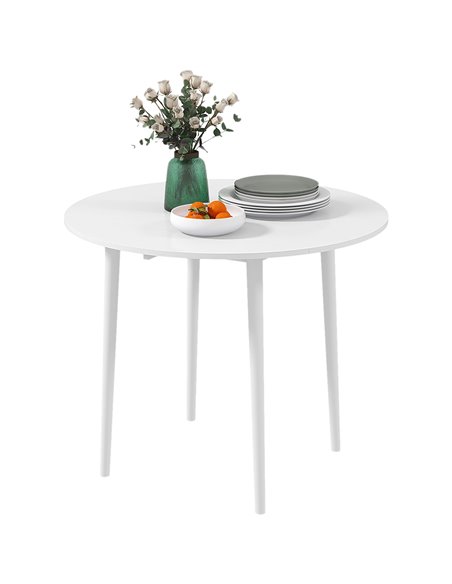 HOMCOM Folding Dining Table, Round Drop Leaf Table, White 83A-111V80WT - pic 59524 | FastDaddyshop