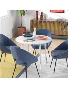 HOMCOM Folding Dining Table, Round Drop Leaf Table, White 83A-111V80WT 2
