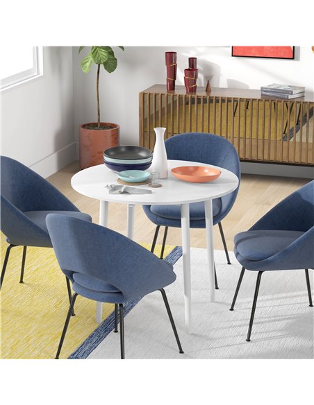 HOMCOM Folding Dining Table, Round Drop Leaf Table, Space Saving Small Kitchen Table with Wood Legs for Dining Room, White 83A-1 - pic 59525 | FastDaddyshop