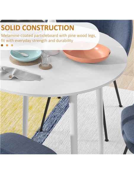 HOMCOM Folding Dining Table, Round Drop Leaf Table, Space Saving Small Kitchen Table with Wood Legs for Dining Room, White 83A-1 - pic 59529 | FastDaddyshop