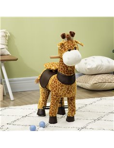 Homcom Mechanical Riding Horse for Kids Ride On Giraffe Toy with Wheels 2