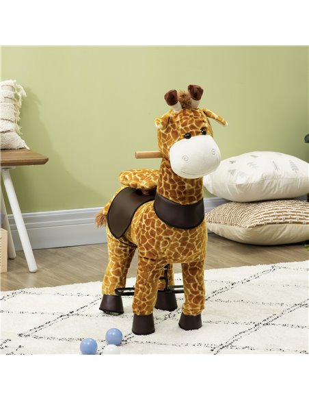 HOMCOM Riding Horse for Kids Ride On Giraffe Toy with Wheels Mechanical Rocking Pony Gift for 3-6 Years Girls Boys - pic 5953 | FastDaddyshop