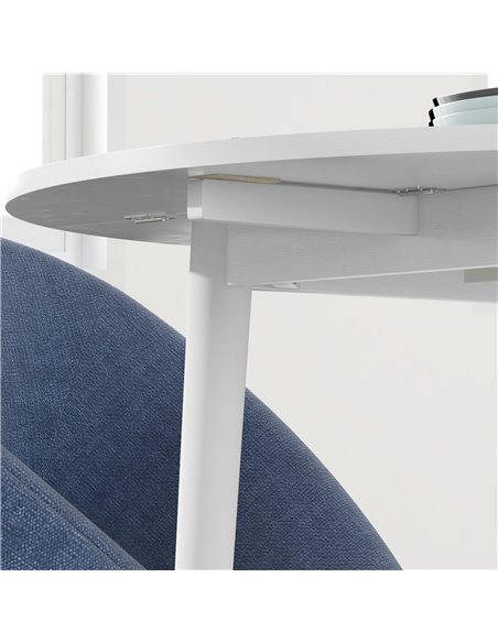 HOMCOM Folding Dining Table, Round Drop Leaf Table, Space Saving Small Kitchen Table with Wood Legs for Dining Room, White 83A-1 - pic 59532 | FastDaddyshop