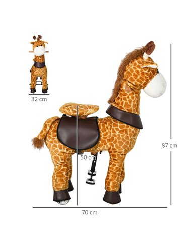 HOMCOM Riding Horse for Kids Ride On Giraffe Toy with Wheels Mechanical Rocking Pony Gift for 3-6 Years Girls Boys