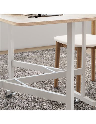 HOMCOM Drop Leaf Table, Folding Dining Table with Metal Frame, Rolling Kitchen Dining Table for Small Spaces, 120cm, Nature Wood