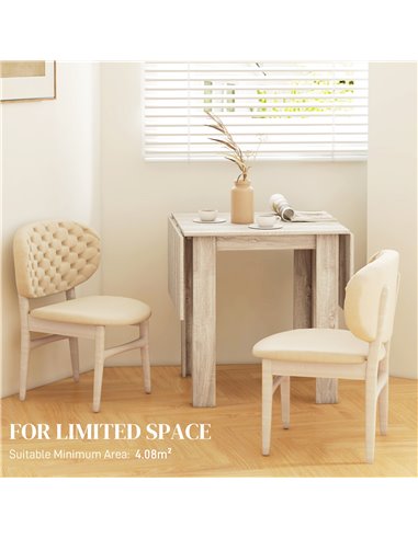 HOMCOM Folding Dining Table, Extendable Kitchen Table for Small Space, Drop Leaf Table for 2-4 People, Oak 83A-110V80AK