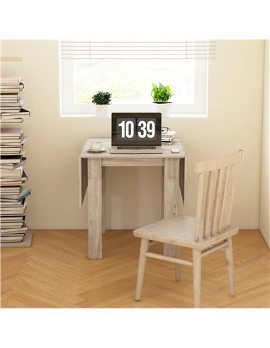 HOMCOM Folding Dining Table, Extendable Kitchen Table for Small Space, Drop Leaf Table for 2-4 People, Oak 83A-110V80AK
