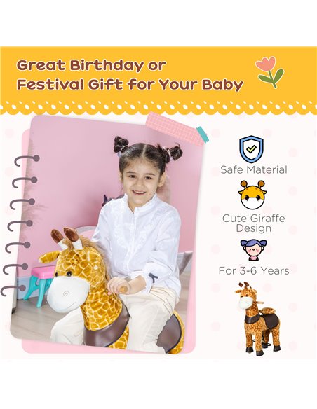 HOMCOM Riding Horse for Kids Ride On Giraffe Toy with Wheels Mechanical Rocking Pony Gift for 3-6 Years Girls Boys - pic 5955 | FastDaddyshop