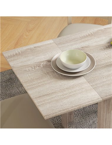 HOMCOM Folding Dining Table, Extendable Kitchen Table for Small Space, Drop Leaf Table for 2-4 People, Oak 83A-110V80AK