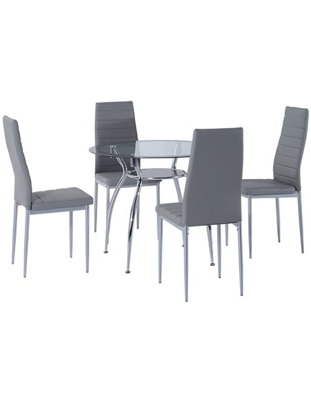 HOMCOM Round Kitchen Dining Table and Chairs, Grey 835-033V71GY - pic 59551 | FastDaddyshop