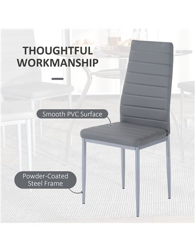 HOMCOM Dining Table Set for 4, Round Kitchen Table and Chairs, Glass Dining Room Table and PU Leather Upholstered Chairs 835-033