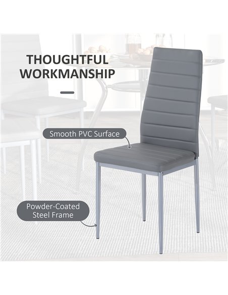 HOMCOM Dining Table Set for 4, Round Kitchen Table and Chairs, Glass Dining Room Table and PU Leather Upholstered Chairs 835-033 - pic 59556 | FastDaddyshop