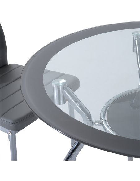 HOMCOM Dining Table Set for 4, Round Kitchen Table and Chairs, Glass Dining Room Table and PU Leather Upholstered Chairs 835-033 - pic 59558 | FastDaddyshop