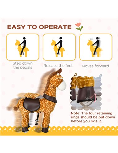 HOMCOM Riding Horse for Kids Ride On Giraffe Toy with Wheels Mechanical Rocking Pony Gift for 3-6 Years Girls Boys