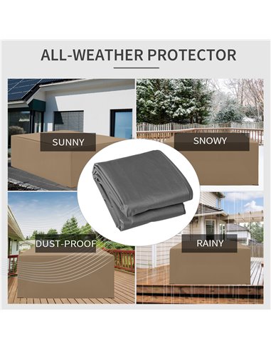 Outsunny Oxford Patio Garden Furniture Dining Table Chair Set Cover Water Protector Waterproof Anti-UV 275L x205W x 90Hcm - Beig