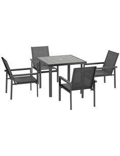 Outsunny 5 Pieces Garden Dining Set with Glass Top Dining Table, Grey 84G-363V00GY