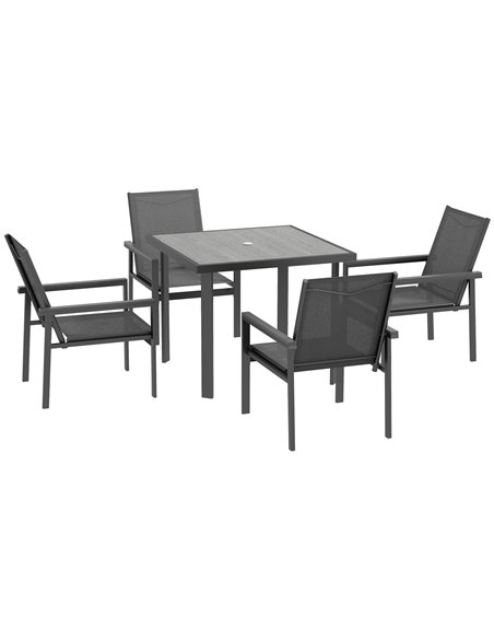 Outsunny 5 Pieces Garden Dining Set with Glass Top Dining Table, Grey 84G-363V00GY - pic 59596 | FastDaddyshop
