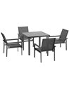 Outsunny 5 Pieces Garden Dining Set with Glass Top Dining Table, Grey 84G-363V00GY