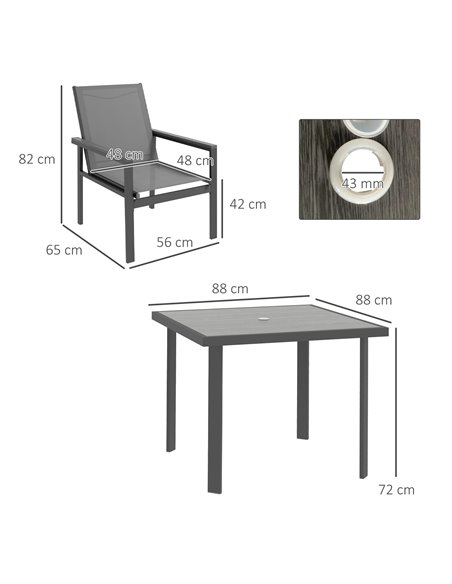 Outsunny 5 Pieces Garden Dining Set with Glass Top Dining Table, Outdoor Umbrella Hole Table and 4 Armchairs w/ Breathable Mesh  - pic 59598 | FastDaddyshop
