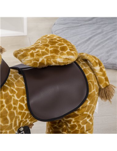 HOMCOM Riding Horse for Kids Ride On Giraffe Toy with Wheels Mechanical Rocking Pony Gift for 3-6 Years Girls Boys