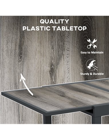 Outsunny Extending Garden Table, Outdoor Dining Table for 6, Aluminium Frame Patio Table w/ Plastic Board Tabletop,80/160L x 80W