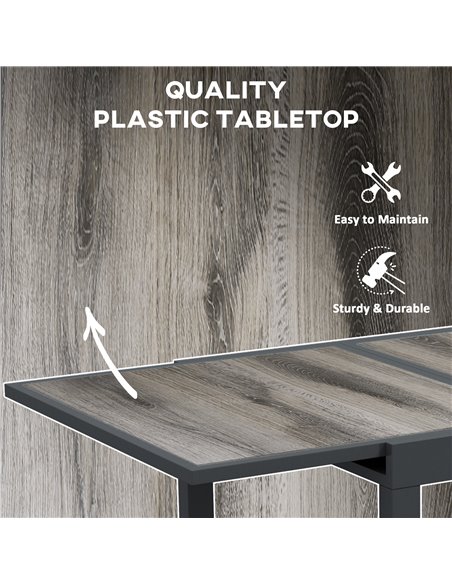 Outsunny Extending Garden Table, Outdoor Dining Table for 6, Aluminium Frame Patio Table w/ Plastic Board Tabletop,80/160L x 80W - pic 59610 | FastDaddyshop