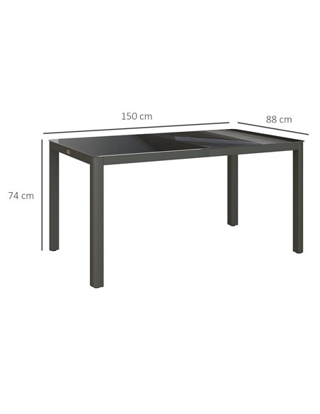 Outsunny Outdoor Dining Table, Patio Table for 6, with Tempered Glass Top & Aluminium Frame, Grey 84G-296V00GY - pic 59625 | FastDaddyshop