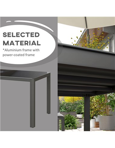 Outsunny Outdoor Dining Table, Patio Table for 6, with Tempered Glass Top & Aluminium Frame, Grey 84G-296V00GY