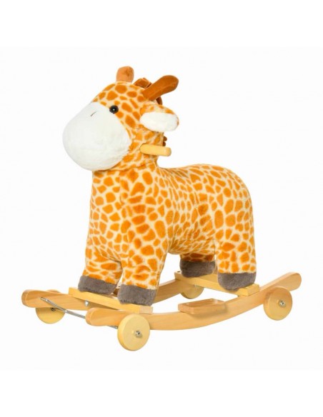 Homcom 2-IN-1 Kids Plush Rocking Horse Giraffe-shaped with Realistic Sounds - pic 5963 | FastDaddyshop