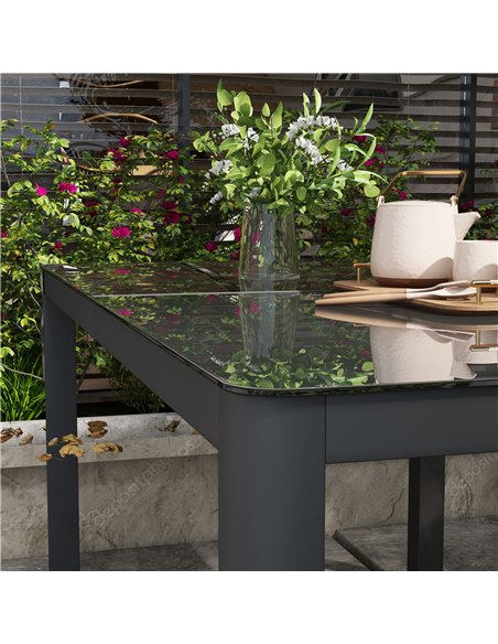 Outsunny Outdoor Dining Table, Patio Table for 6, with Tempered Glass Top & Aluminium Frame, Grey 84G-296V00GY - pic 59630 | FastDaddyshop