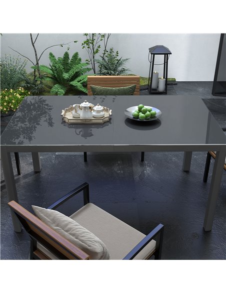 Outsunny Outdoor Dining Table, Patio Table for 6, with Tempered Glass Top & Aluminium Frame, Grey 84G-296V00GY - pic 59631 | FastDaddyshop