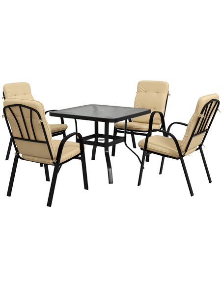 Outsunny 5 Pieces Outdoor Square Garden Dining Set, Beige 84G-126V00BG - pic 59641 | FastDaddyshop