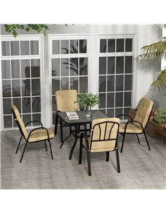Outsunny 5 Pieces Outdoor Square Garden Dining Set, Beige 84G-126V00BG 2