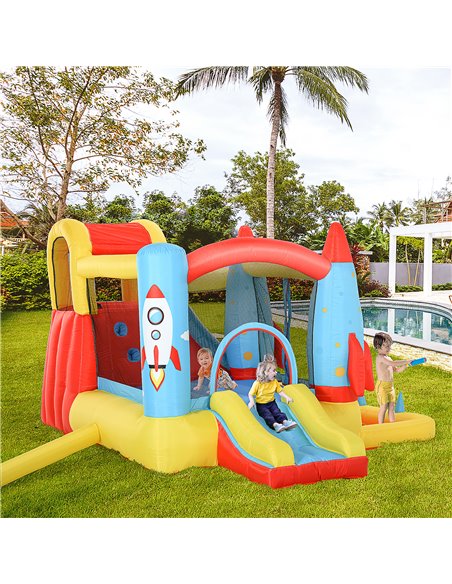 Outsunny Kids Bounce Castle House Inflatable Trampoline Slide Water Pool 3 in 1 with Blower for Kids Age 3-10 Rocket Design 3.3  - pic 5966 | FastDaddyshop
