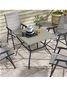 Outsunny Dia. 80cm Square Garden Dining Table, Black & Grey 84G-443V00LG 2