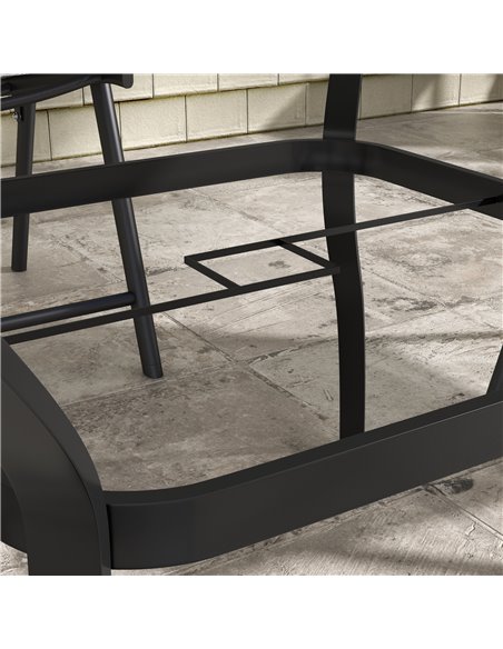 Outsunny Dia. 80cm Square Garden Dining Table with Umbrella Hole, Outdoor Dining Table with Marble Effect Top for 4 People, Blac - pic 59675 | FastDaddyshop