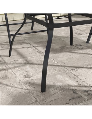 Outsunny Dia. 80cm Square Garden Dining Table with Umbrella Hole, Outdoor Dining Table with Marble Effect Top for 4 People, Blac