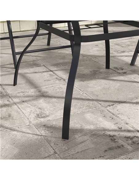 Outsunny Dia. 80cm Square Garden Dining Table with Umbrella Hole, Outdoor Dining Table with Marble Effect Top for 4 People, Blac - pic 59676 | FastDaddyshop