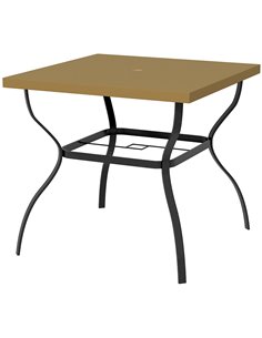 Outsunny Dia. 80cm Square Garden Dining Table, Black & Brown 84G-443V00LR