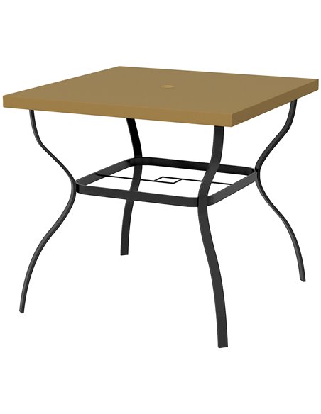 Outsunny Dia. 80cm Square Garden Dining Table, Black & Brown 84G-443V00LR - pic 59677 | FastDaddyshop