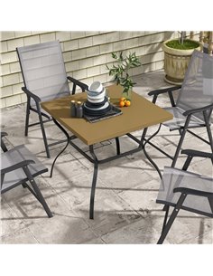 Outsunny Dia. 80cm Square Garden Dining Table, Black & Brown 84G-443V00LR 2