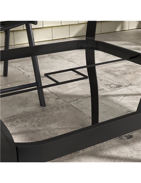 Outsunny Dia. 80cm Square Garden Dining Table with Umbrella Hole, Outdoor Dining Table with Marble Effect Top for 4 People, Blac - pic 59684 | FastDaddyshop