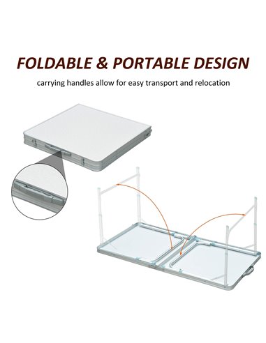 Outsunny Portable Outdoor Garden Aluminium Portable Folding Camping Picnic Party Field Kitchen BBQ Table 01-0400