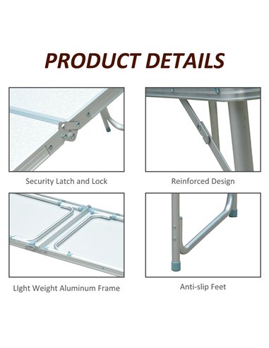 Outsunny Portable Outdoor Garden Aluminium Portable Folding Camping Picnic Party Field Kitchen BBQ Table 01-0400