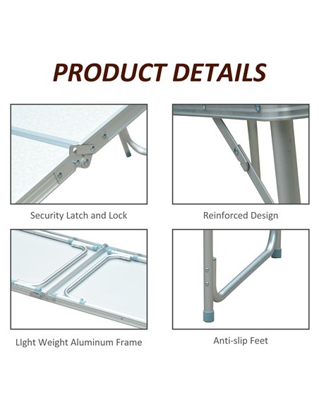 Outsunny Portable Outdoor Garden Aluminium Portable Folding Camping Picnic Party Field Kitchen BBQ Table 01-0400 - pic 59691 | FastDaddyshop