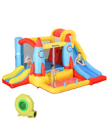 Outsunny 3+ Kids Bouncy Castle 3 in 1 with Trampoline, Slide, Water Pool, Blower - pic 5972 | FastDaddyshop