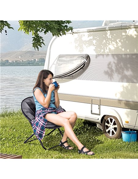 Outsunny Garden Folding Portable Padded Saucer Moon Chair Padded Round Outdoor Camping Travel Fishing Seat  Grey 84B-299GY - pic 59732 | FastDaddyshop