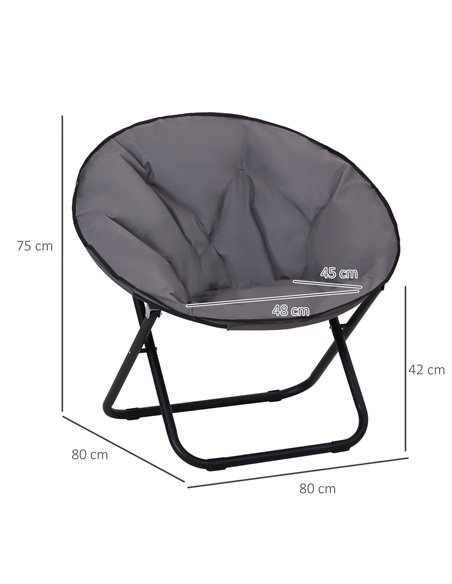 Outsunny Garden Folding Portable Padded Saucer Moon Chair Padded Round Outdoor Camping Travel Fishing Seat  Grey 84B-299GY - pic 59733 | FastDaddyshop